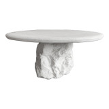 Tavolinë kafeje Zinol pakoworld mdf-polyresin e bardhë D80x36cm