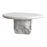 Tavolinë kafeje Zinol pakoworld mdf-polyresin e bardhë D80x36cm