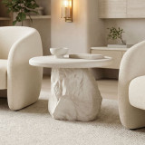 Tavolinë kafeje Zinol pakoworld mdf-polyresin e bardhë D60x41cm