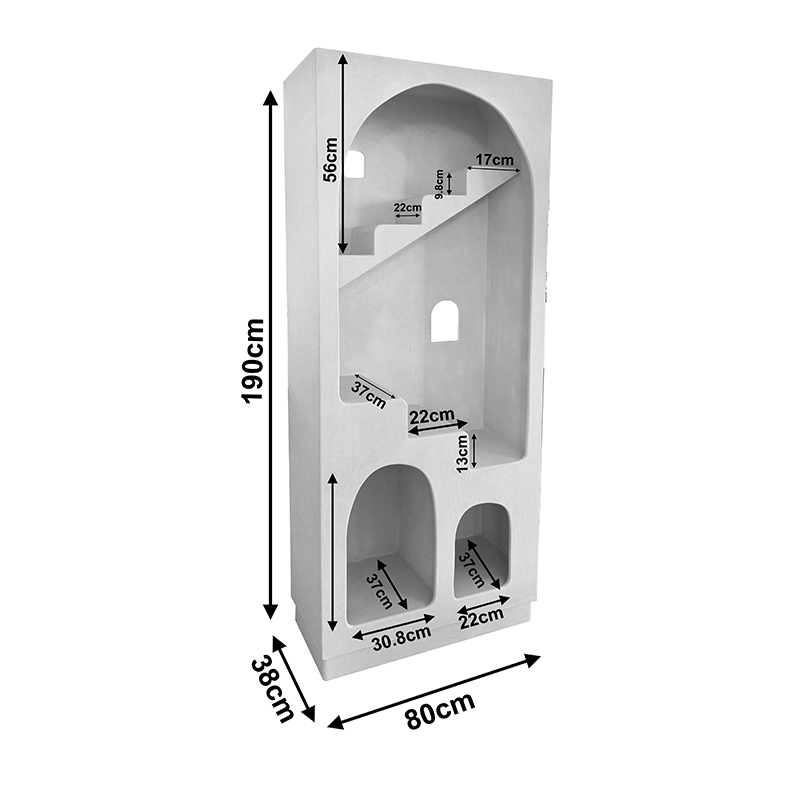 Bibliotekë Boolten pakoworld mdf e bardhë 80x38x190cm