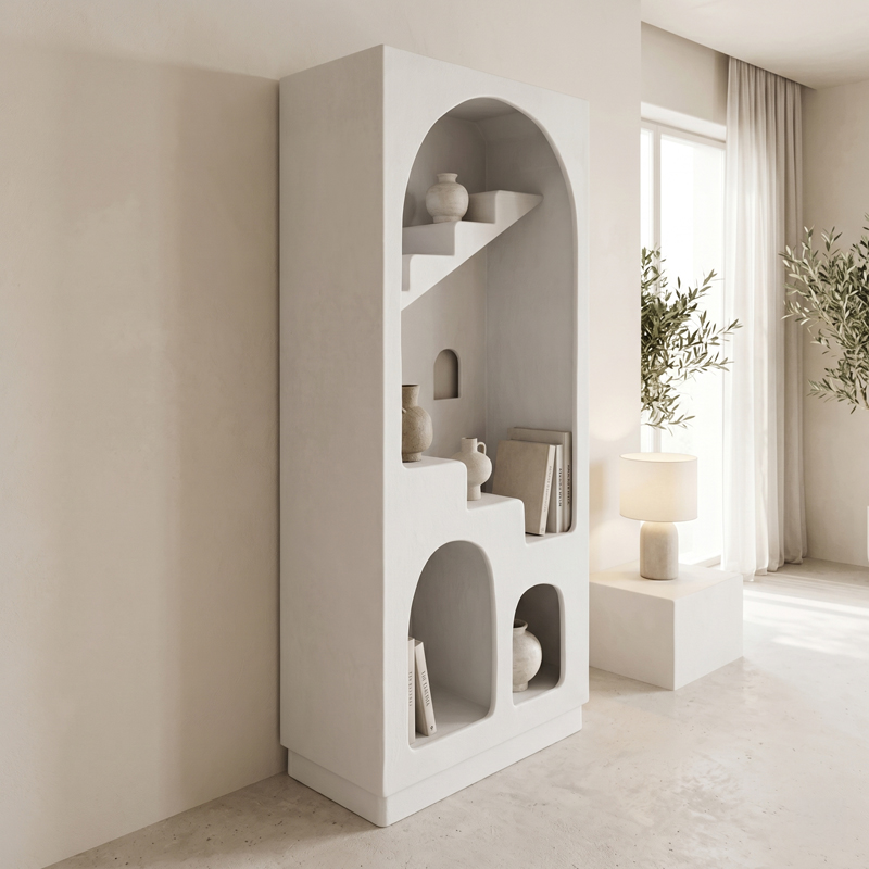 Bibliotekë Boolten pakoworld mdf e bardhë 80x38x190cm