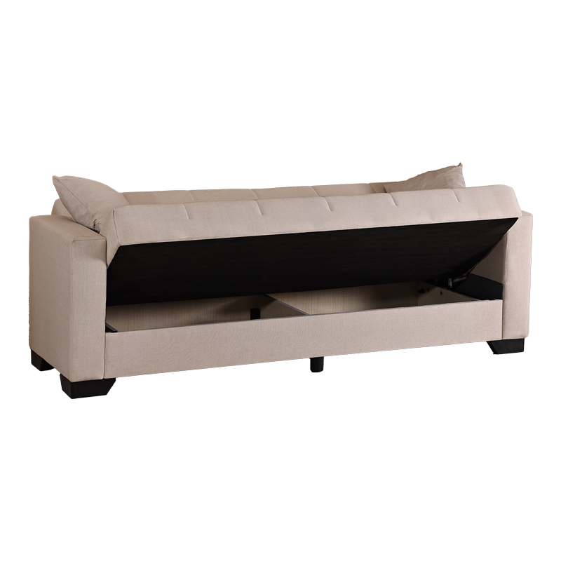 Divan 3-vendësh Vox pakoworld me hapësirë magazinimi pëlhurë krem 210x84x83cm
