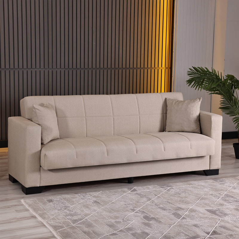 Divan 3-vendësh Vox pakoworld me hapësirë magazinimi pëlhurë krem 210x84x83cm