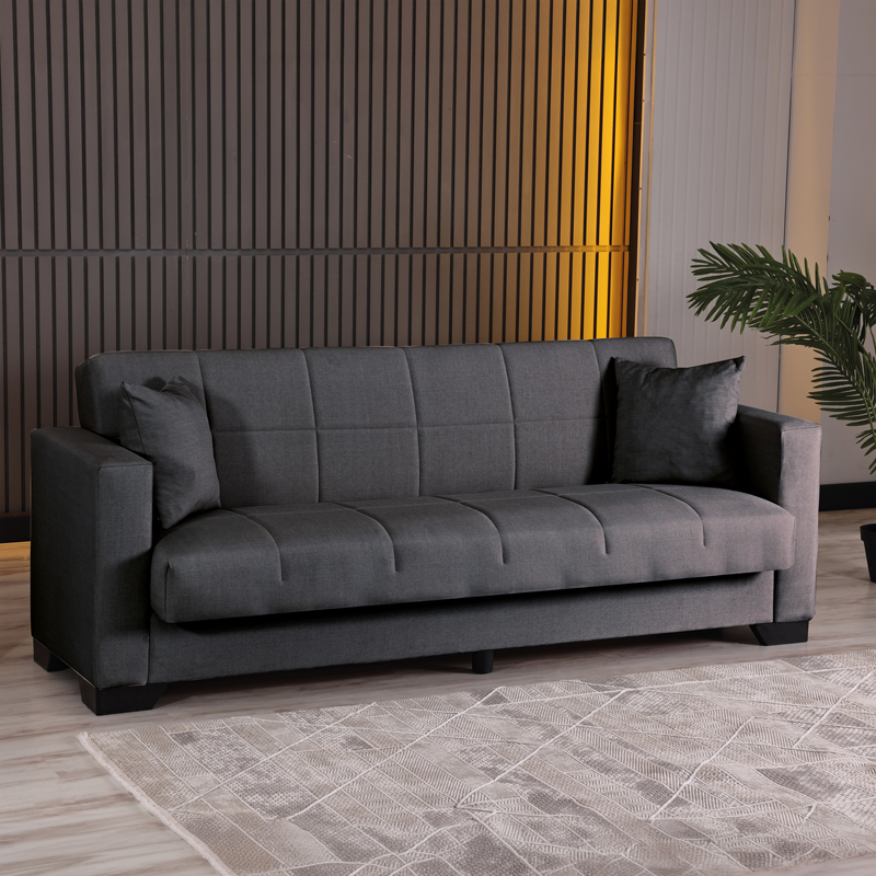 Divan 3-vendësh Vox pakoworld me hapësirë magazinimi pëlhurë antracit 210x84x83cm