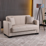 Divan 2-vendësh Vox pakoworld me hapësirë magazinimi pëlhurë krem 150x84x83cm