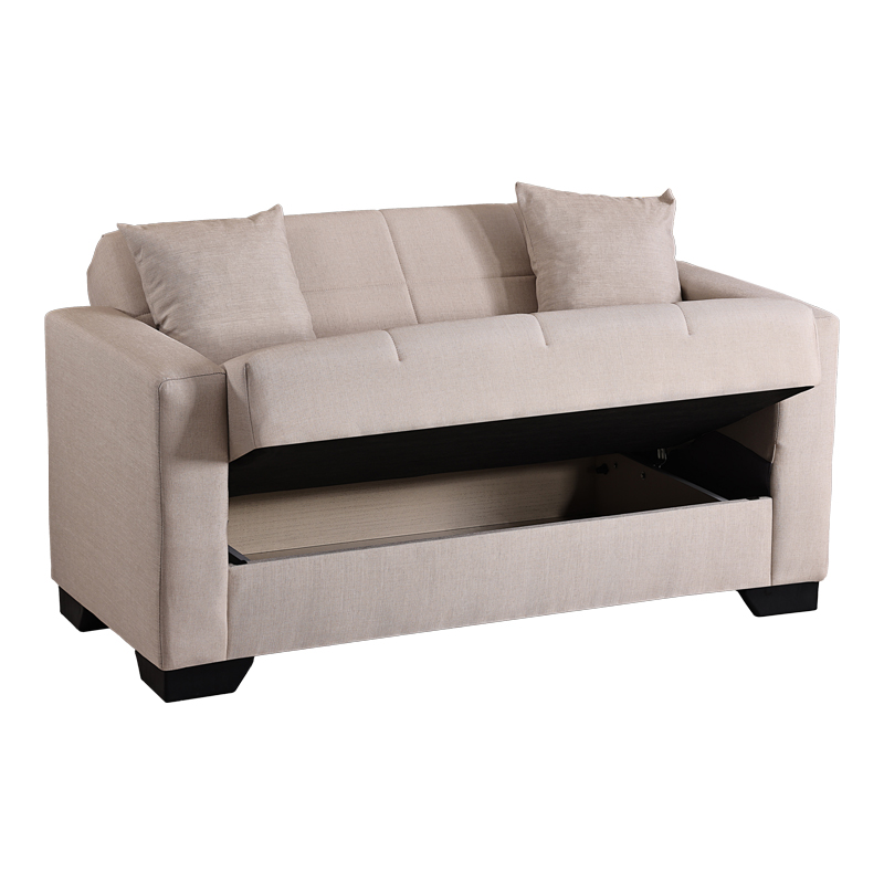 Divan 2-vendësh Vox pakoworld me hapësirë magazinimi pëlhurë krem 150x84x83cm