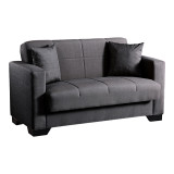 Divan 2-vendësh Vox pakoworld me hapësirë magazinimi pëlhurë antracit 150x84x83cm