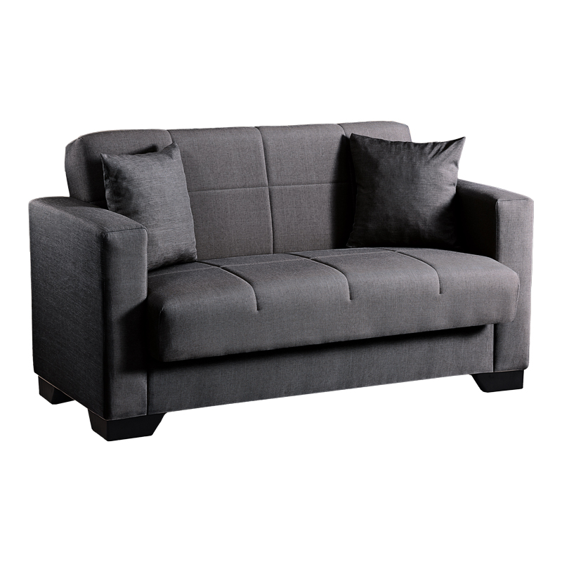 Divan 2-vendësh Vox pakoworld me hapësirë magazinimi pëlhurë antracit 150x84x83cm