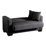 Divan 2-vendësh Vox pakoworld me hapësirë magazinimi pëlhurë antracit 150x84x83cm