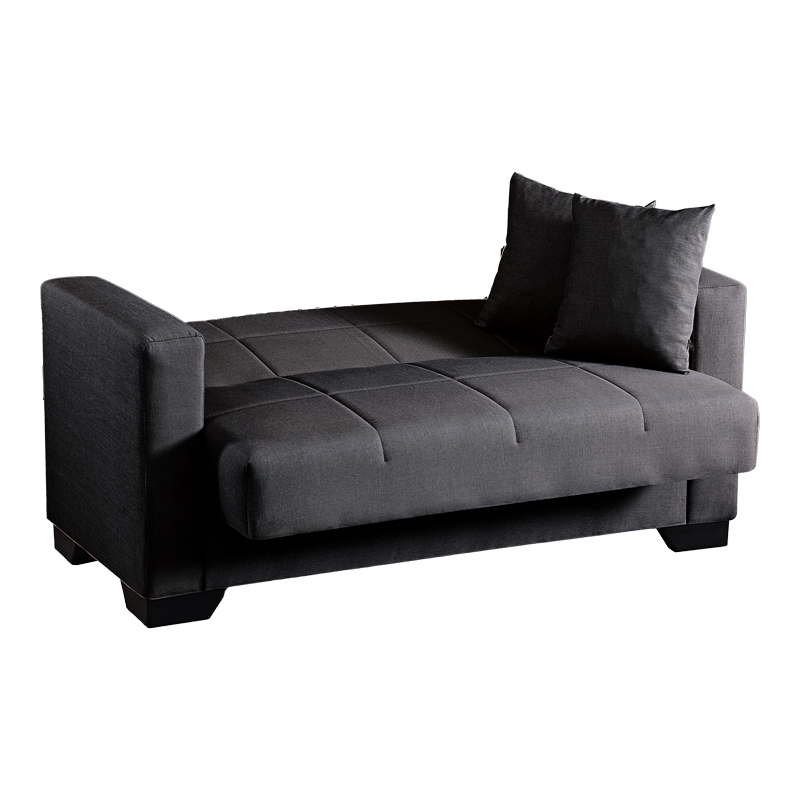 Divan 2-vendësh Vox pakoworld me hapësirë magazinimi pëlhurë antracit 150x84x83cm