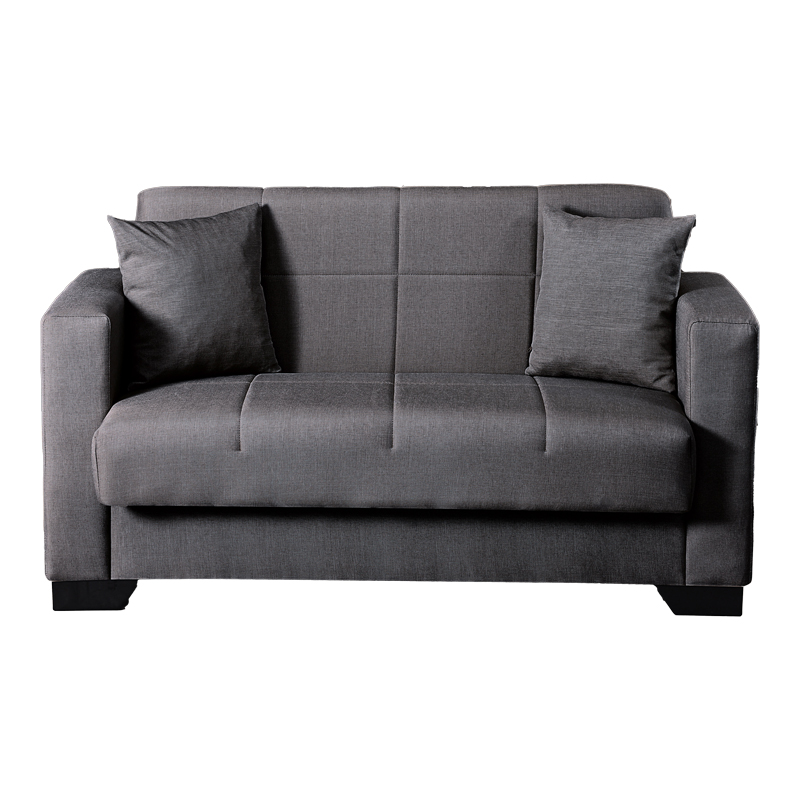 Divan 2-vendësh Vox pakoworld me hapësirë magazinimi pëlhurë antracit 150x84x83cm