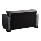 Divan 2-vendësh Vox pakoworld me hapësirë magazinimi pëlhurë antracit 150x84x83cm
