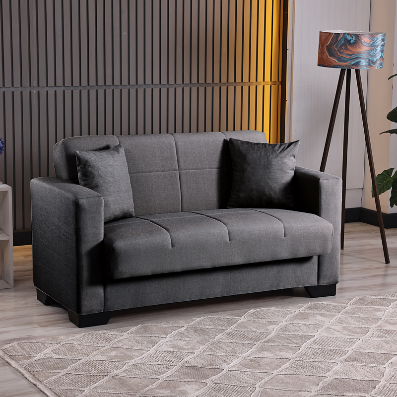 Divan 2-vendësh Vox pakoworld me hapësirë magazinimi pëlhurë antracit 150x84x83cm