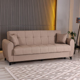 Divan 3-vendësh Lincoln pakoworld me hapësirë magazinimi pëlhurë bezhë 226x84x93cm