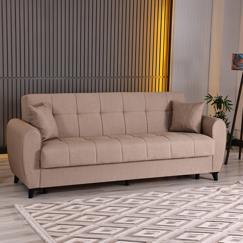 Divan 3-vendësh Lincoln pakoworld me hapësirë magazinimi pëlhurë bezhë 226x84x93cm