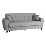 Divan 3-vendësh Lincoln pakoworld me hapësirë magazinimi pëlhurë gri e çelët 226x84x93cm