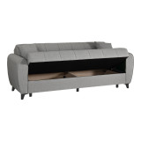 Divan 3-vendësh Lincoln pakoworld me hapësirë magazinimi pëlhurë gri e çelët 226x84x93cm