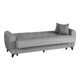 Divan 3-vendësh Lincoln pakoworld me hapësirë magazinimi pëlhurë gri e çelët 226x84x93cm