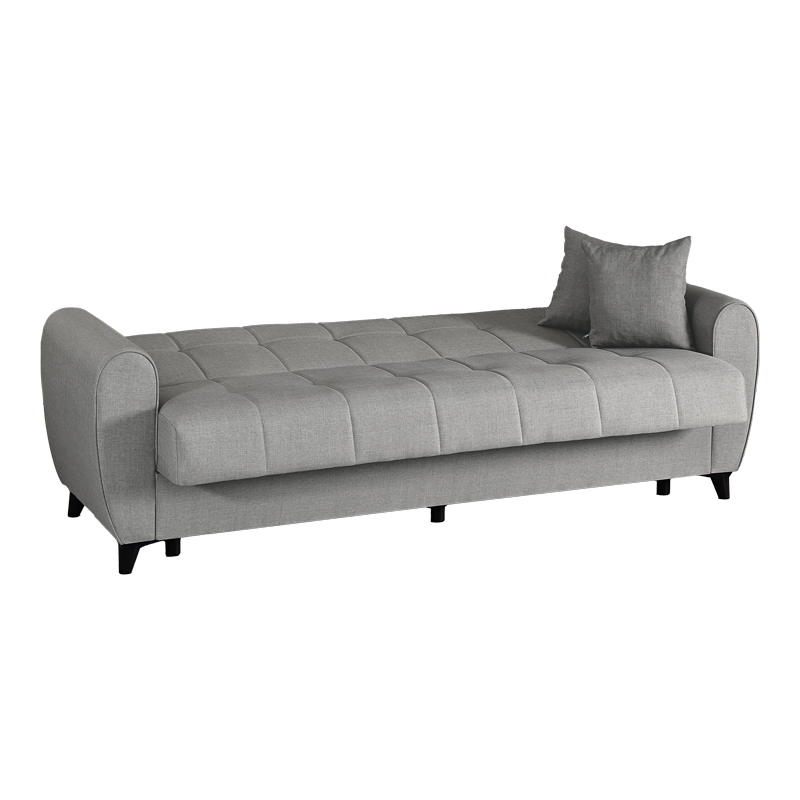 Divan 3-vendësh Lincoln pakoworld me hapësirë magazinimi pëlhurë gri e çelët 226x84x93cm
