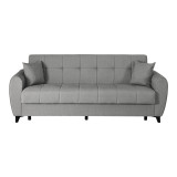 Divan 3-vendësh Lincoln pakoworld me hapësirë magazinimi pëlhurë gri e çelët 226x84x93cm