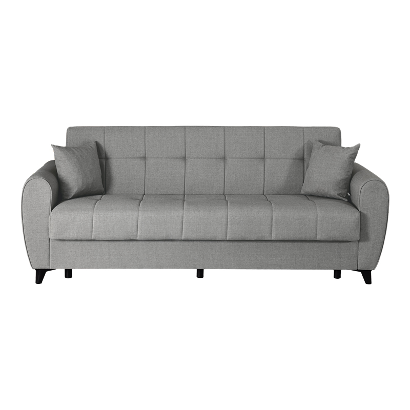 Divan 3-vendësh Lincoln pakoworld me hapësirë magazinimi pëlhurë gri e çelët 226x84x93cm