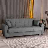 Divan 3-vendësh Lincoln pakoworld me hapësirë magazinimi pëlhurë antracit 226x84x93cm