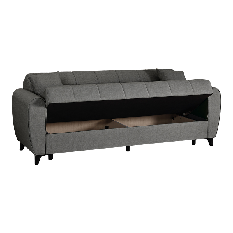 Divan 3-vendësh Lincoln pakoworld me hapësirë magazinimi pëlhurë antracit 226x84x93cm