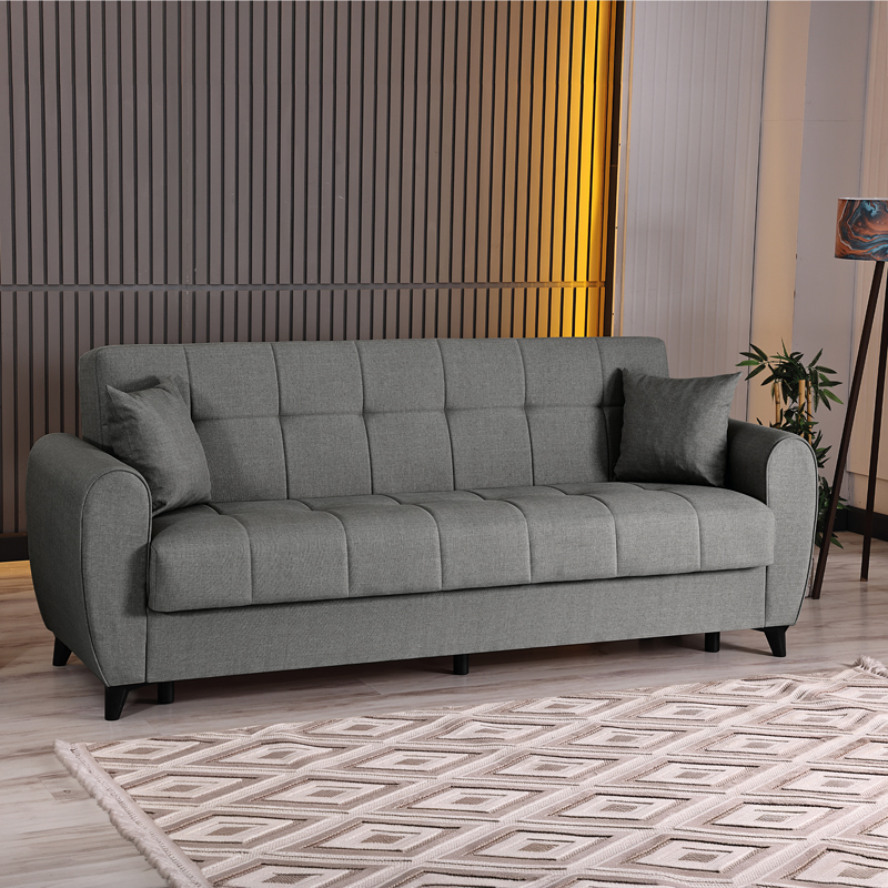 Divan 3-vendësh Lincoln pakoworld me hapësirë magazinimi pëlhurë antracit 226x84x93cm