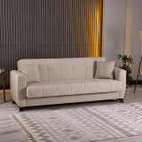 Divan 3-vendësh Modesto pakoworld me hapësirë magazinimi pëlhurë krem 213x84x86cm