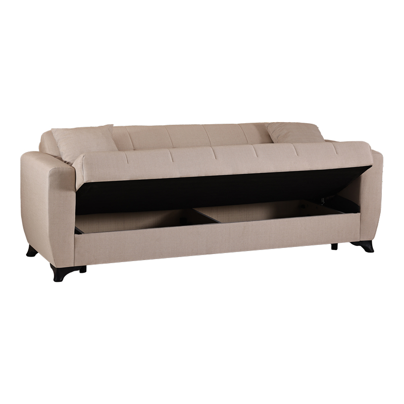 Divan 3-vendësh Modesto pakoworld me hapësirë magazinimi pëlhurë krem 213x84x86cm