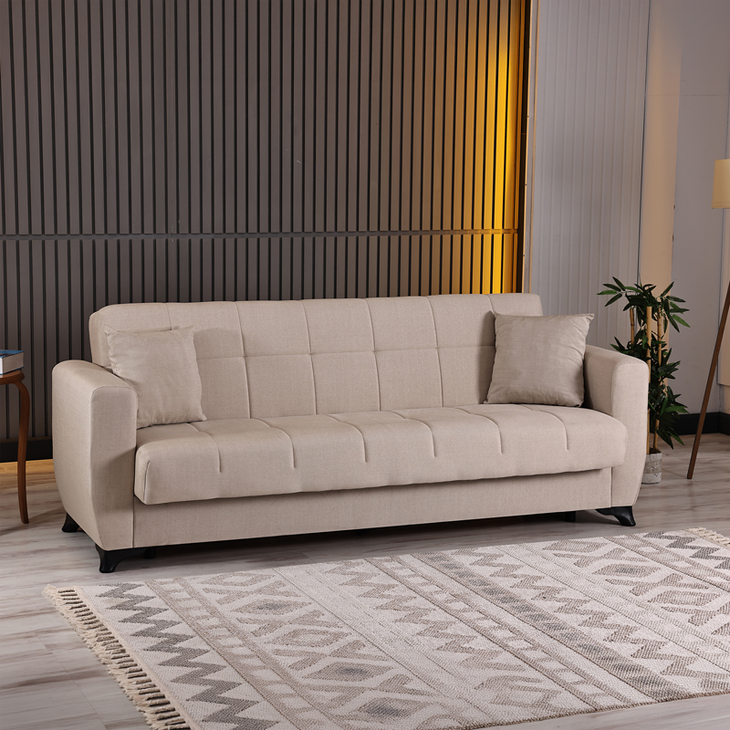 Divan 3-vendësh Modesto pakoworld me hapësirë magazinimi pëlhurë krem 213x84x86cm