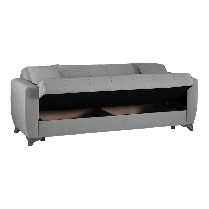 Divan 3-vendësh Modesto pakoworld me hapësirë magazinimi pëlhurë gri 213x84x86cm