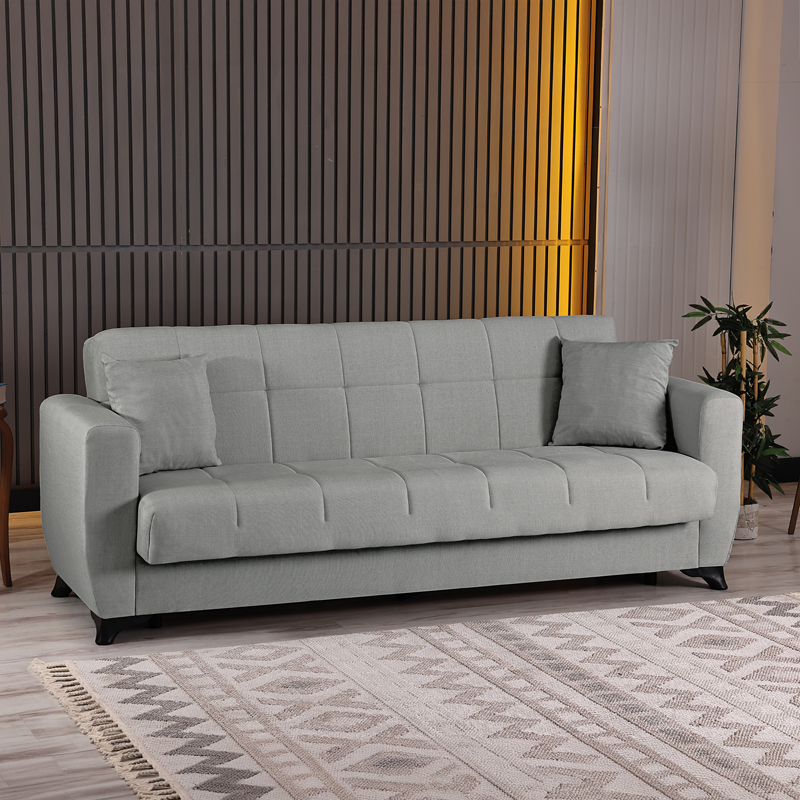 Divan 3-vendësh Modesto pakoworld me hapësirë magazinimi pëlhurë gri 213x84x86cm