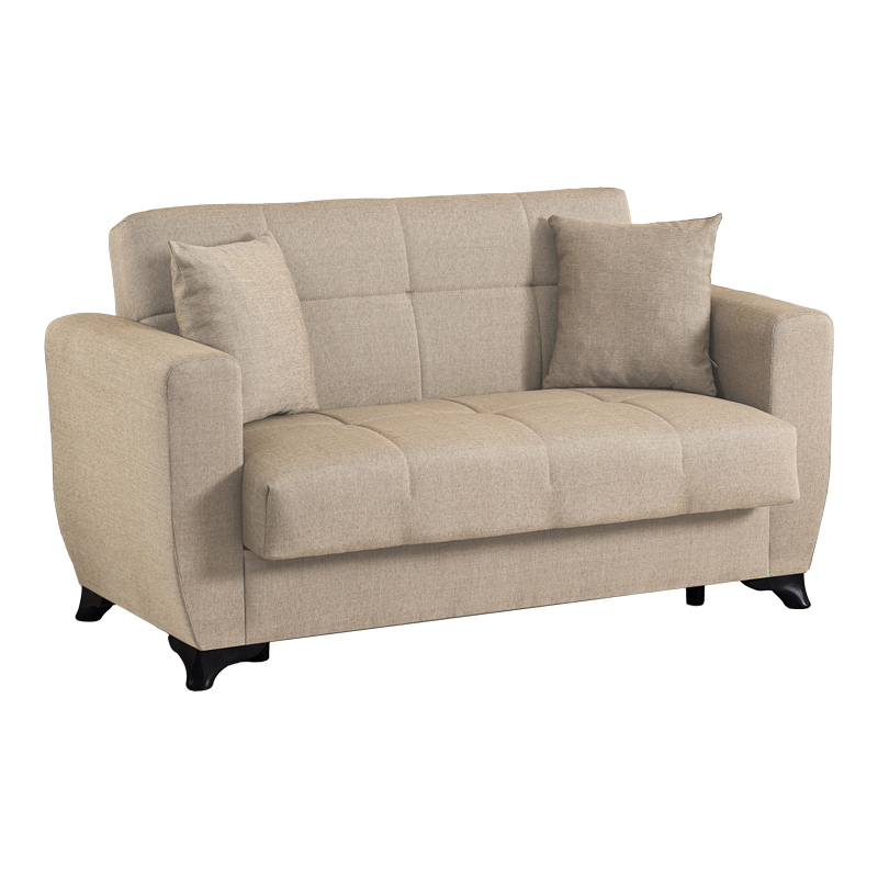 Divan 2-vendësh Modesto pakoworld me hapësirë magazinimi pëlhurë krem 153x84x86cm