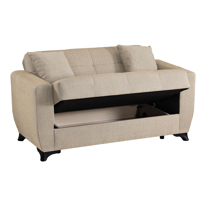 Divan 2-vendësh Modesto pakoworld me hapësirë magazinimi pëlhurë krem 153x84x86cm