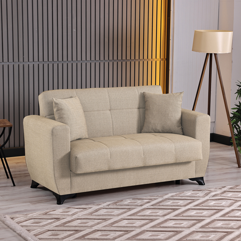 Divan 2-vendësh Modesto pakoworld me hapësirë magazinimi pëlhurë krem 153x84x86cm