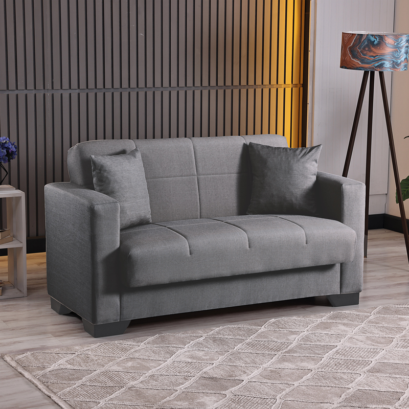 Divan 2-vendësh Modesto pakoworld me hapësirë magazinimi pëlhurë gri 153x84x86cm