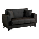 Divan 2-vendësh Modesto pakoworld me hapësirë magazinimi pëlhurë e zezë 153x84x86cm