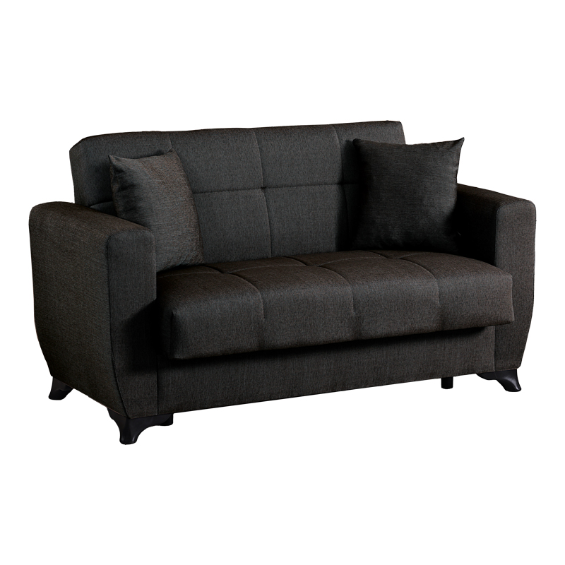 Divan 2-vendësh Modesto pakoworld me hapësirë magazinimi pëlhurë e zezë 153x84x86cm