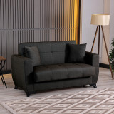 Divan 2-vendësh Modesto pakoworld me hapësirë magazinimi pëlhurë e zezë 153x84x86cm