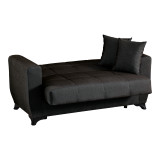Divan 2-vendësh Modesto pakoworld me hapësirë magazinimi pëlhurë e zezë 153x84x86cm