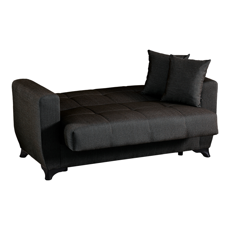 Divan 2-vendësh Modesto pakoworld me hapësirë magazinimi pëlhurë e zezë 153x84x86cm