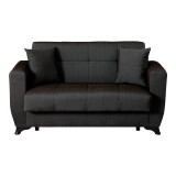 Divan 2-vendësh Modesto pakoworld me hapësirë magazinimi pëlhurë e zezë 153x84x86cm