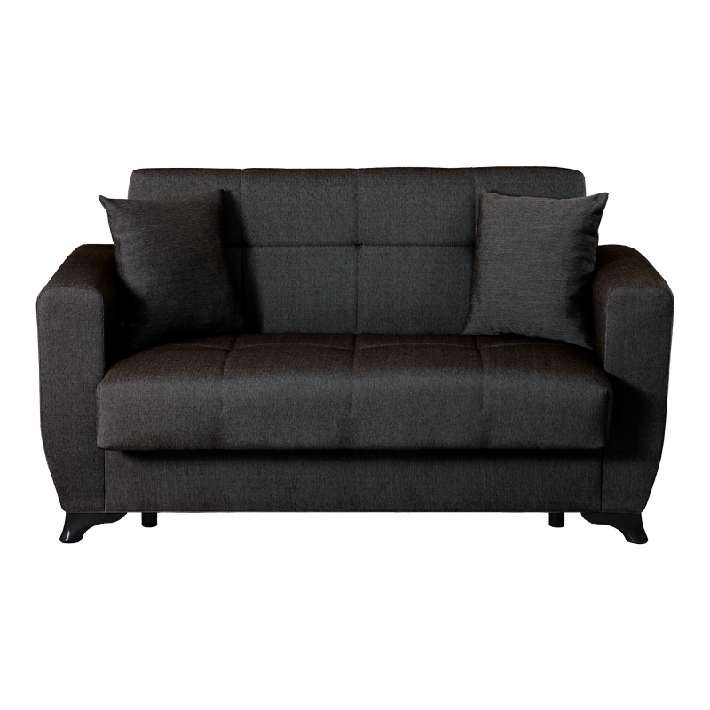 Divan 2-vendësh Modesto pakoworld me hapësirë magazinimi pëlhurë e zezë 153x84x86cm
