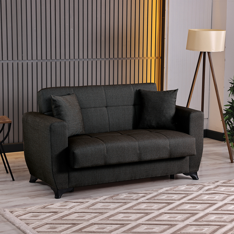 Divan 2-vendësh Modesto pakoworld me hapësirë magazinimi pëlhurë e zezë 153x84x86cm