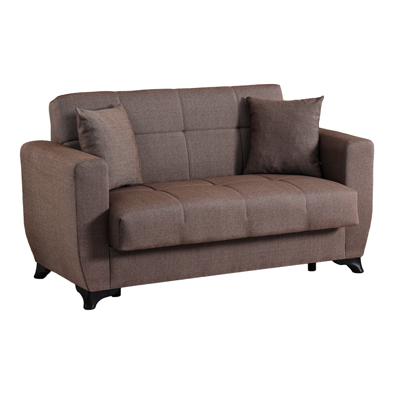 Divan 2-vendësh Modesto pakoworld me hapësirë magazinimi pëlhurë kafe 153x84x86cm