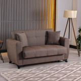 Divan 2-vendësh Modesto pakoworld me hapësirë magazinimi pëlhurë kafe 153x84x86cm