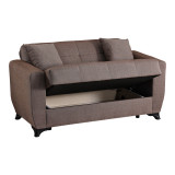 Divan 2-vendësh Modesto pakoworld me hapësirë magazinimi pëlhurë kafe 153x84x86cm