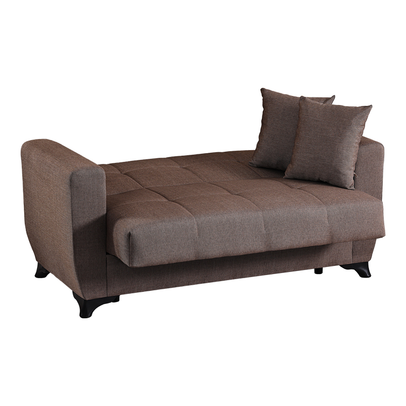 Divan 2-vendësh Modesto pakoworld me hapësirë magazinimi pëlhurë kafe 153x84x86cm