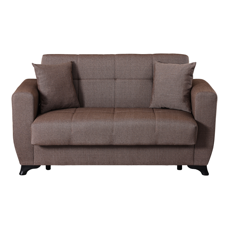 Divan 2-vendësh Modesto pakoworld me hapësirë magazinimi pëlhurë kafe 153x84x86cm